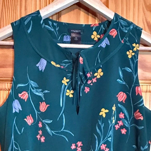 ANN TAYLOR FACTORY Floral Green Dress Ladies Women's Size Medium- Flowers Spring - Picture 3 of 10